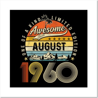 Awesome Since August 1960 Vintage 63rd Birthday Posters and Art